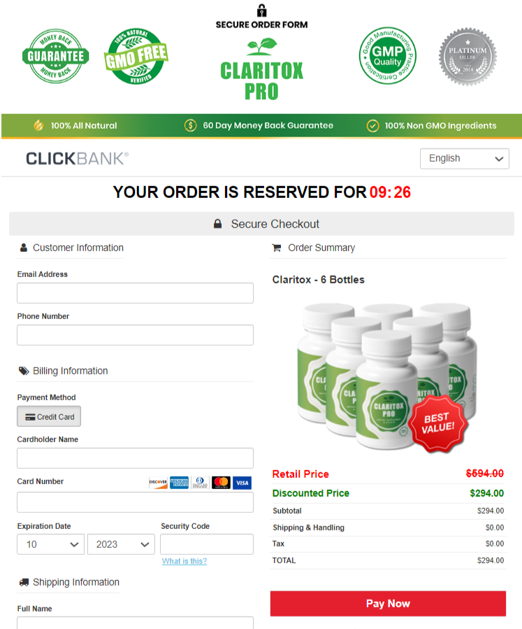 claritoxpro-order-page